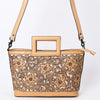 ADBGZ835 Hand-Tooled Leather Western Tote Handbag - Square Handle Design