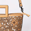 ADBGZ835 Hand-Tooled Leather Western Tote Handbag - Square Handle Design