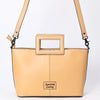 ADBGZ835 Hand-Tooled Leather Western Tote Handbag - Square Handle Design