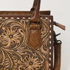 ADBG1452 American Darling Western Genuine Leather Hand-Tooled Tote Bag- Floral Carved Artisanal Womens Purse