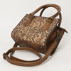 ADBG1452 American Darling Western Genuine Leather Hand-Tooled Tote Bag- Floral Carved Artisanal Womens Purse