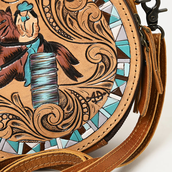 ADBG1457 American Darling Tooled Leather Canteen Bag | Barrel Racing Western Purse