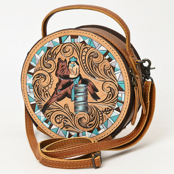 ADBG1457 American Darling Tooled Leather Canteen Bag | Barrel Racing Western Purse