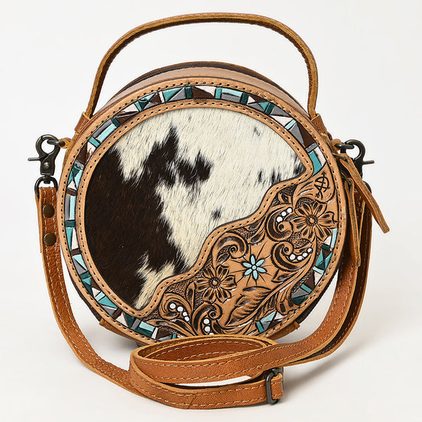 ADBG1458 American Darling Western Leather Cowhide Canteen Bag with Hand-Tooled Floral Detailing | Crossbody Purse