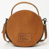 ADBG1458 American Darling Western Leather Cowhide Canteen Bag with Hand-Tooled Floral Detailing | Crossbody Purse