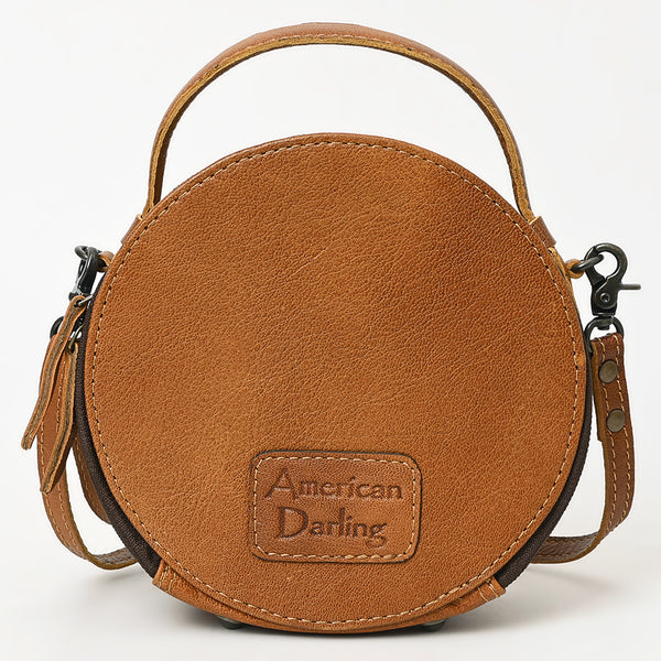 ADBG1458 American Darling Western Leather Cowhide Canteen Bag with Hand-Tooled Floral Detailing | Crossbody Purse