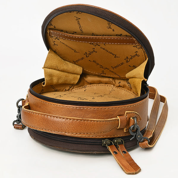 ADBG1458 American Darling Western Leather Cowhide Canteen Bag with Hand-Tooled Floral Detailing | Crossbody Purse