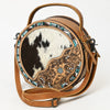 ADBG1458 American Darling Western Leather Cowhide Canteen Bag with Hand-Tooled Floral Detailing | Crossbody Purse