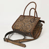 ADBG1459 American Darling Western Leather Hand-Tooled Tote Bag with Floral Carving | Genuine Leather Carryall