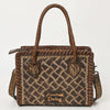ADBG1459 American Darling Western Leather Hand-Tooled Tote Bag with Floral Carving | Genuine Leather Carryall