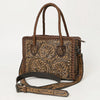 ADBG1459 American Darling Western Leather Hand-Tooled Tote Bag with Floral Carving | Genuine Leather Carryall