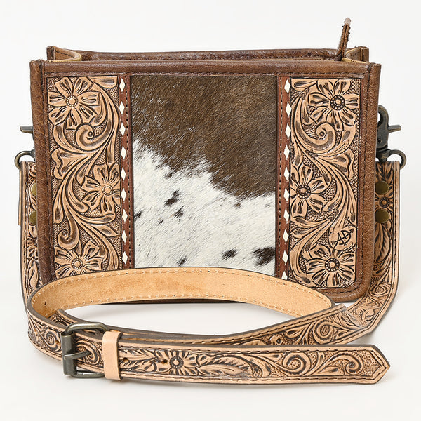 ADBG1460 American Darling Western Leather Cowhide Crossbody Bag with Hand-Tooled Floral Detailing | Genuine Leather