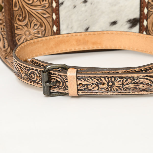 ADBG1460 American Darling Western Leather Cowhide Crossbody Bag with Hand-Tooled Floral Detailing | Genuine Leather