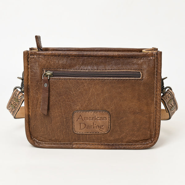 ADBG1460 American Darling Western Leather Cowhide Crossbody Bag with Hand-Tooled Floral Detailing | Genuine Leather