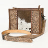 ADBG1460 American Darling Western Leather Cowhide Crossbody Bag with Hand-Tooled Floral Detailing | Genuine Leather