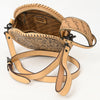 ADBGZ830 Round Hand-Tooled Leather Canteen Bag - Western Floral Circle Purse