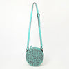 ADBGZ830 Round Hand-Tooled Leather Canteen Bag - Western Floral Circle Purse