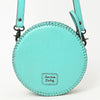 ADBGZ830 Round Hand-Tooled Leather Canteen Bag - Western Floral Circle Purse