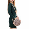 ADBGZ830 Round Hand-Tooled Leather Canteen Bag - Western Floral Circle Purse