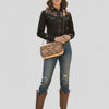 ADBGZ831 Hand-Tooled Leather Western Crossbody Bag Floral Chain Shoulder Purse