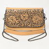ADBGZ831 Hand-Tooled Leather Western Crossbody Bag Floral Chain Shoulder Purse
