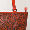 ADBGZ832 Red Hand-Tooled Leather Western Tote Bag Floral Shoulder Carryall