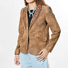 ADBZ056 American Darling Brown Leather Western Blazer Tooled Harness Lapels