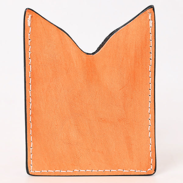 ADCCF112 Sunflower Hand-Tooled Leather Card Holder - Western Boot-Top Design