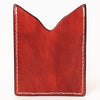 ADCCF113 Hand-Tooled Leather Card Holder - Red Stained Western Boot-Top Floral Design