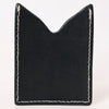 ADCCF115 Black Leather Western Card Holder - Hand-Tooled Floral Design with Turquoise Accents