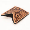 ADCCF118 Natural Hand-Tooled Leather Card Holder - Floral & Leaf Western Boot-Top Design
