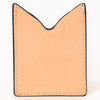 ADCCF118 Natural Hand-Tooled Leather Card Holder - Floral & Leaf Western Boot-Top Design