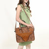 ADBG1183 American Darling Turquoise Crocdile Embossed & Hand Tooled Leather Briefcase Tote