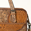 ADBG1183 American Darling Turquoise Crocdile Embossed & Hand Tooled Leather Briefcase Tote