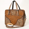 ADBG1183 American Darling Turquoise Crocdile Embossed & Hand Tooled Leather Briefcase Tote