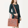 ADBG1131 American Darling Hand Tooled Leather Tote Bag -Western Floral Carved Purse