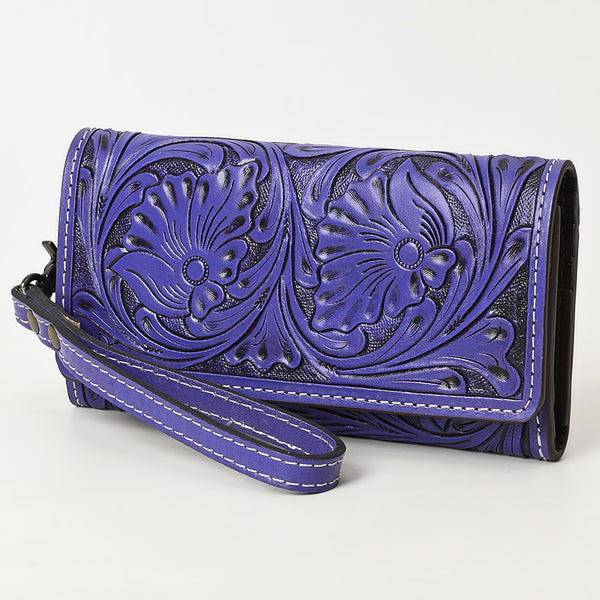 ADBG1132 American Darling Hand Tooled Floral Leather Clutch & Crossbody Wallet