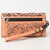 ADBG1132 American Darling Hand Tooled Floral Leather Clutch & Crossbody Wallet