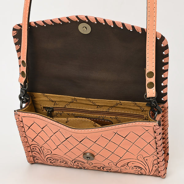 ADBG1133 American Darling Hand Tooled Floral Leather Crossbody Bag Western Purse