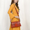 ADBG1134 American Darling Hand Tooled Floral Leather Wallet Bag Clutch & Crossbody Handbag
