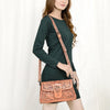 ADBG1134 American Darling Hand Tooled Floral Leather Wallet Bag Clutch & Crossbody Handbag