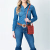 ADBG1135 American Darling Hand Tooled Floral Leather Cell Phone Bag Western Crossbody