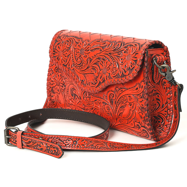 ADBG1137 American Darling Hand Tooled Floral Leather Clutch & Crossbody Purse