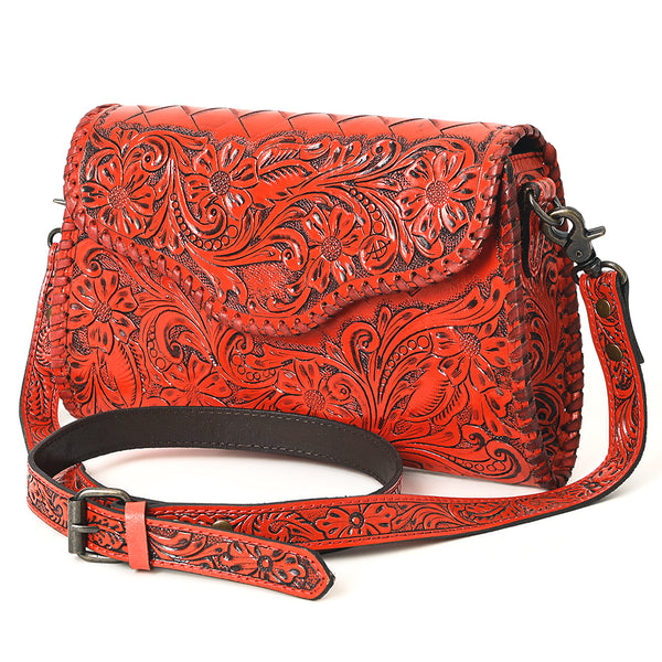 ADBG1137 American Darling Hand Tooled Floral Leather Clutch & Crossbody Purse