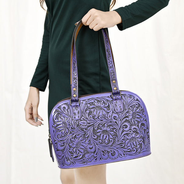 ADBG1139 American Darling Hand Tooled Floral Leather Tote Bag Western Purse