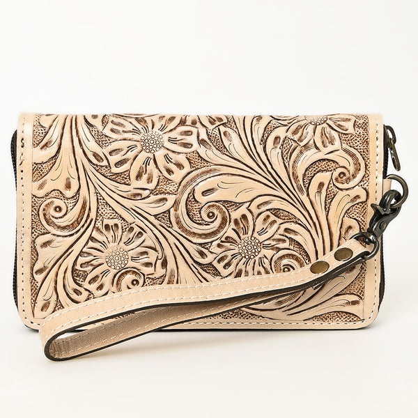 ADBG1140 American Darling Hand-Tooled Western Leather Clutch Bag - Genuine Carved Artisan Women Wristlet
