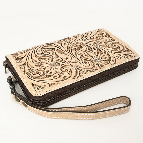 ADBG1140 American Darling Hand-Tooled Western Leather Clutch Bag - Genuine Carved Artisan Women Wristlet