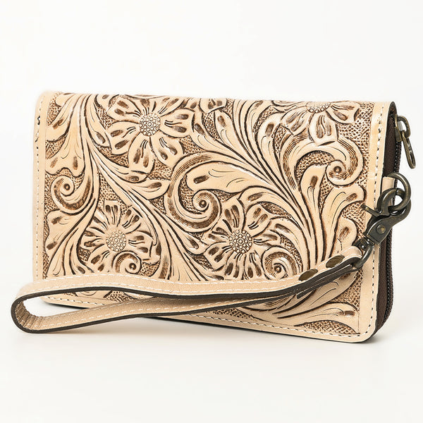 ADBG1140 American Darling Hand-Tooled Western Leather Clutch Bag - Genuine Carved Artisan Women Wristlet