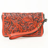 ADBG1140 American Darling Hand-Tooled Western Leather Clutch Bag - Genuine Carved Artisan Women Wristlet