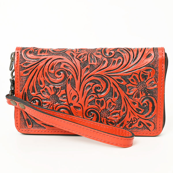 ADBG1140 American Darling Hand-Tooled Western Leather Clutch Bag - Genuine Carved Artisan Women Wristlet